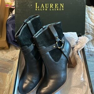 Lauren Ralph Lauren Dylan black vachetta sport suede 10b boots SIB